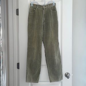 Green corduroy straight leg pants